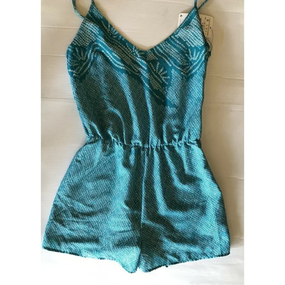 Zara Women Green Printed Casual Lightweight Strappy Romper Size S - Picture 3 of 8